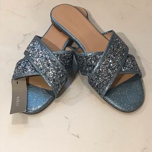 NWT JCrew Cora Glitter Sandal in Ocean Blue